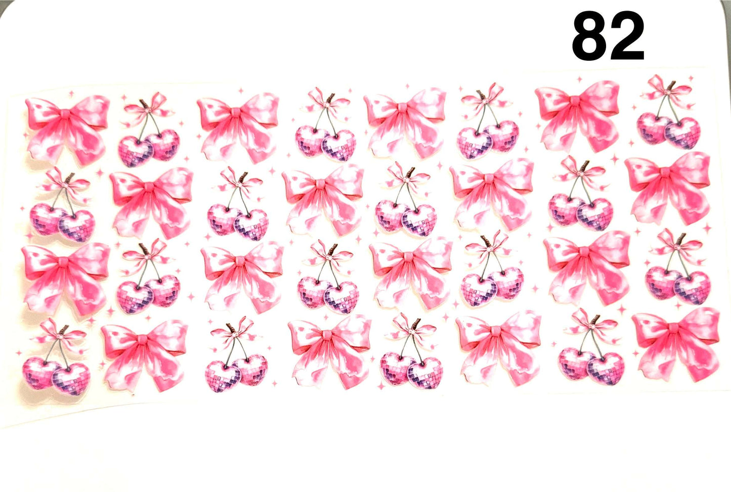 Pink bows with pink purple cherries