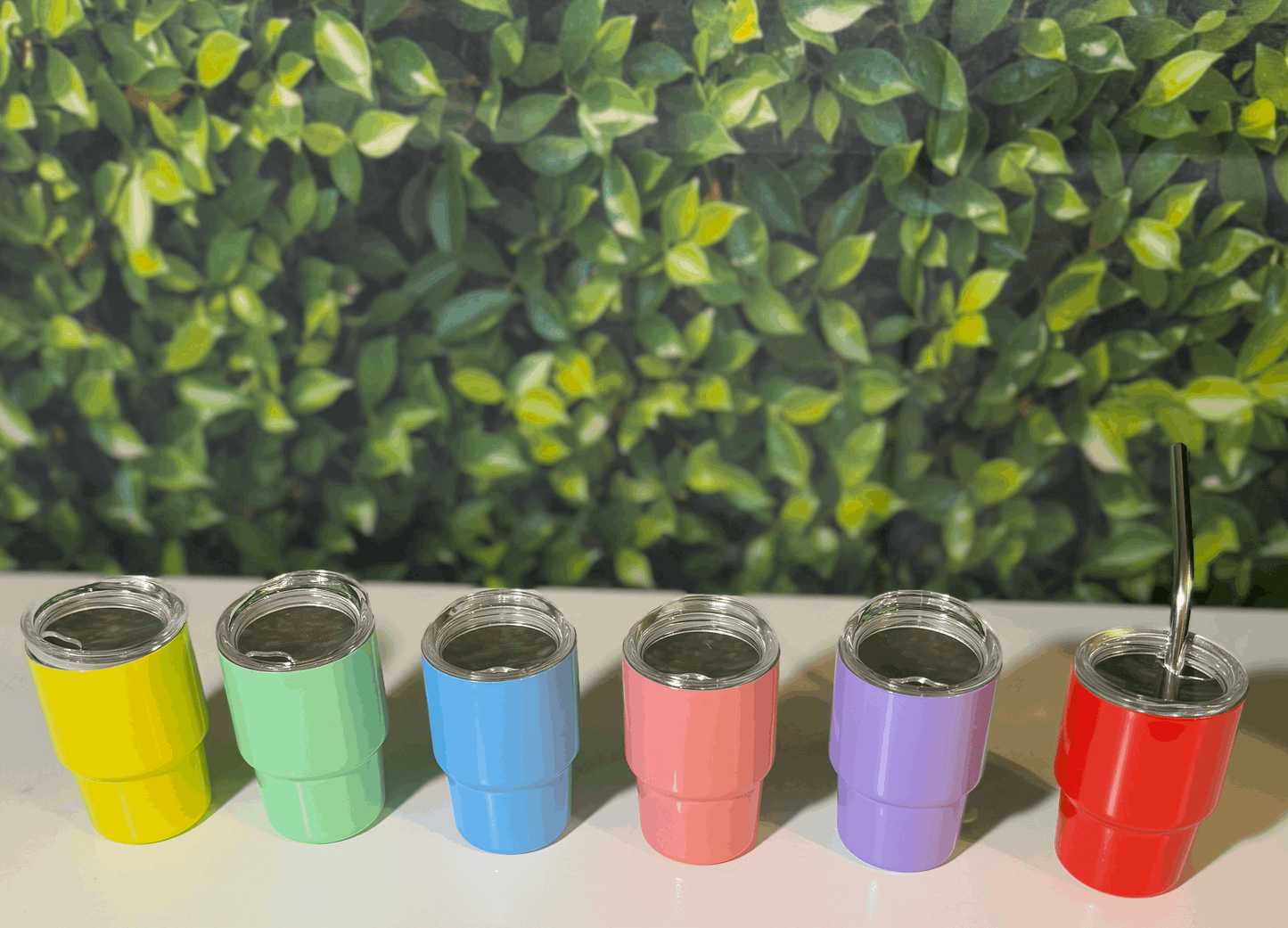 Customizable 3 oz Mini Tumbler Shot Glass with Straw and Lid