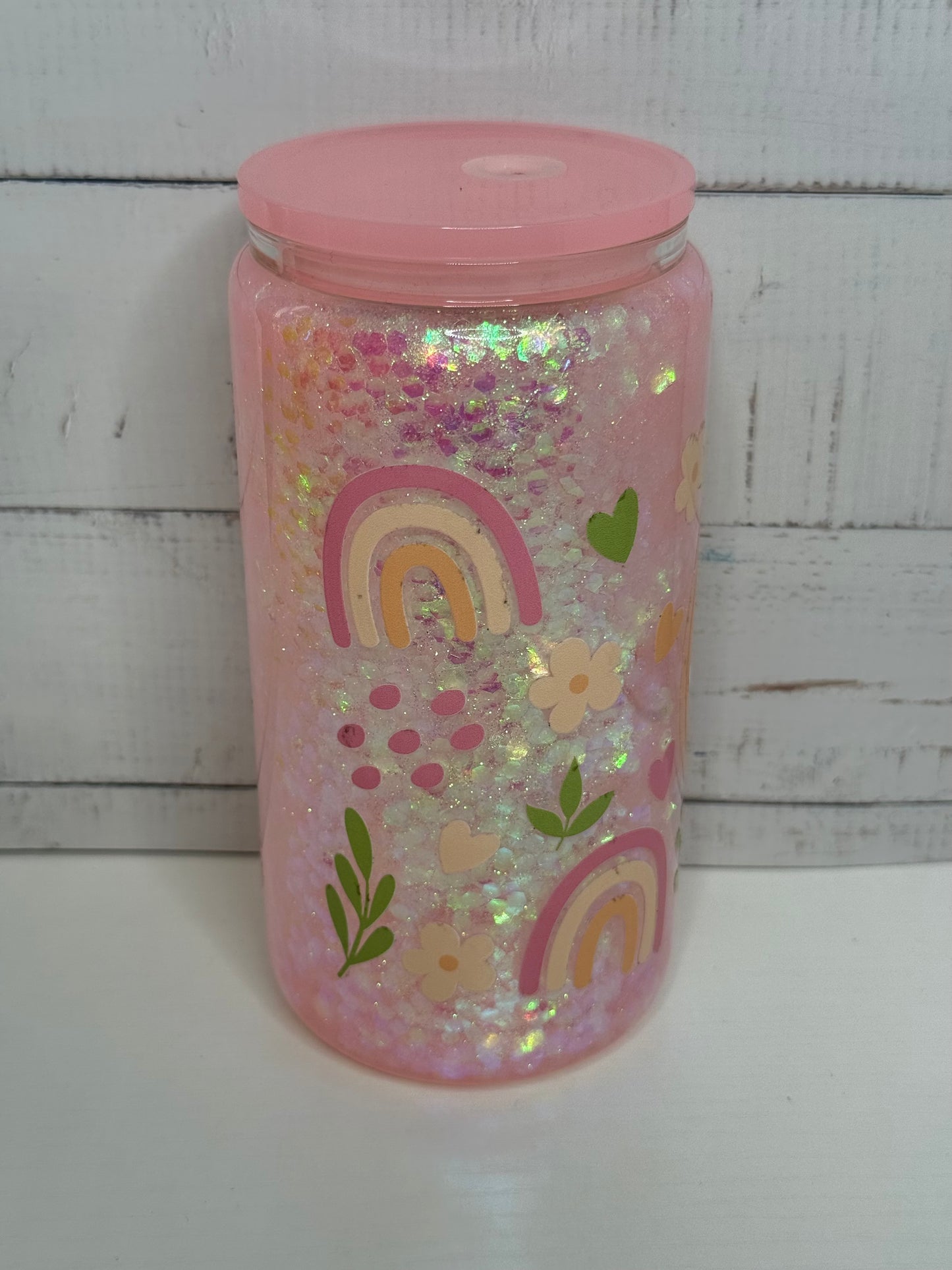 16 ounce Mom Fuel Glass Snow Globe Tumbler