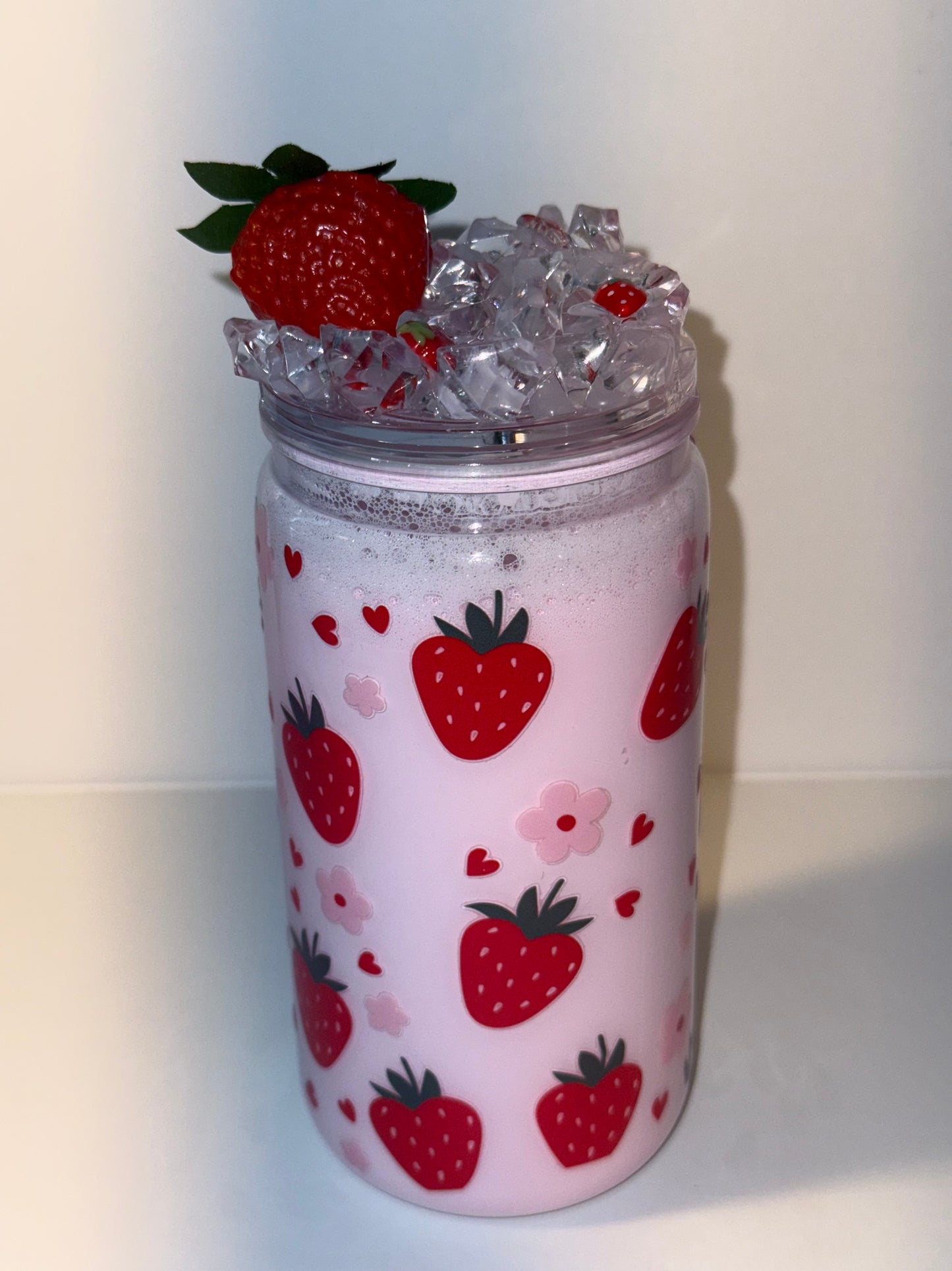 16oz Plastic Strawberry Milk Cup