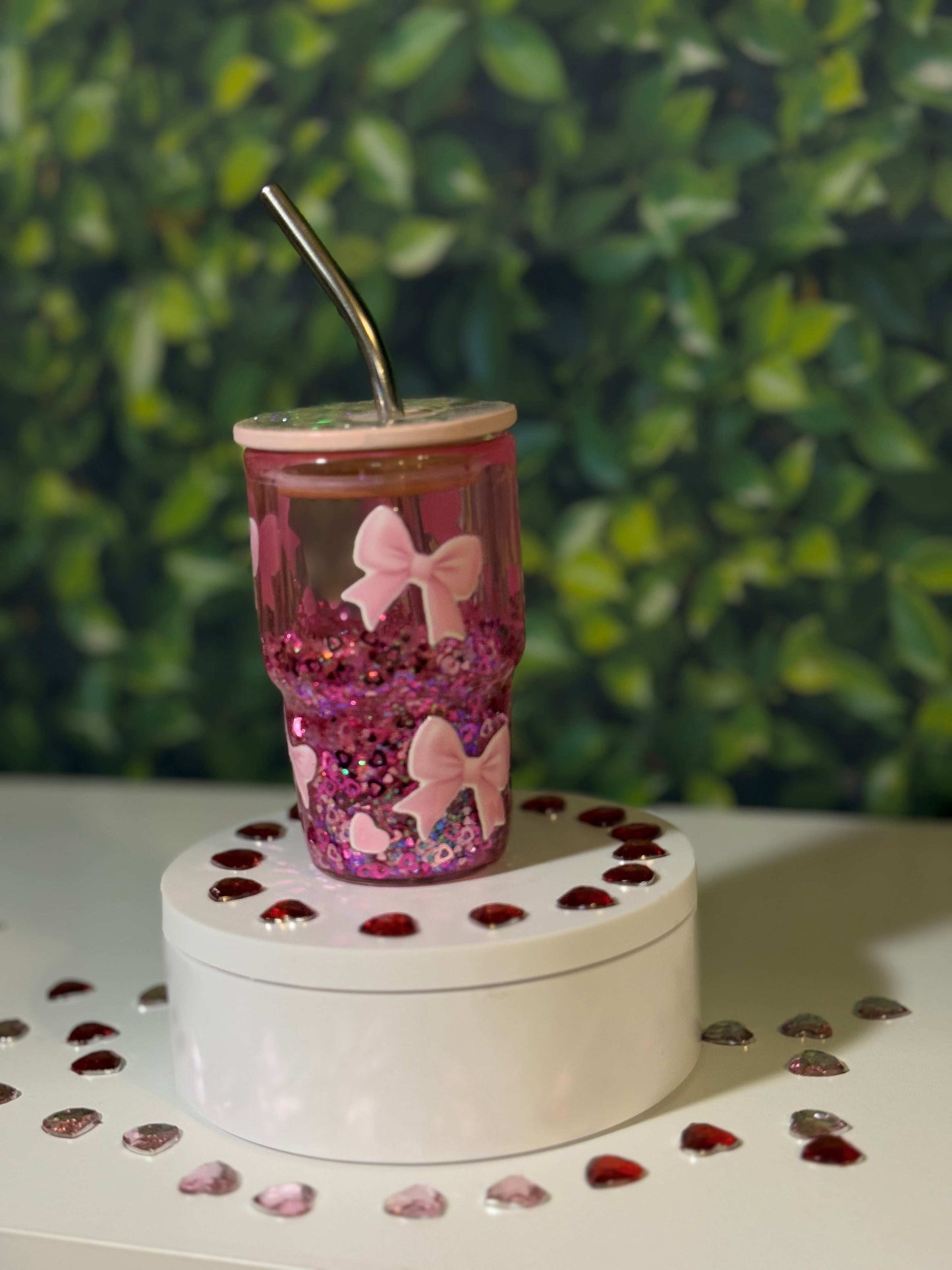 Pretty in pink Snowglobe shot glass 4oz