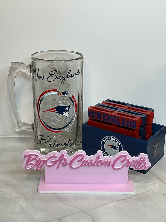 New England Patriots 26oz Beer Mug  with coasters
