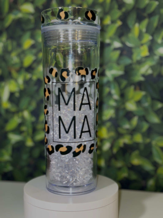 Cheetah print mama 20 oz skinny plastic Tumbler