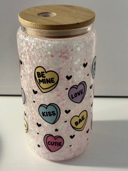 16oz Be my Valentine’s glass Tumbler￼