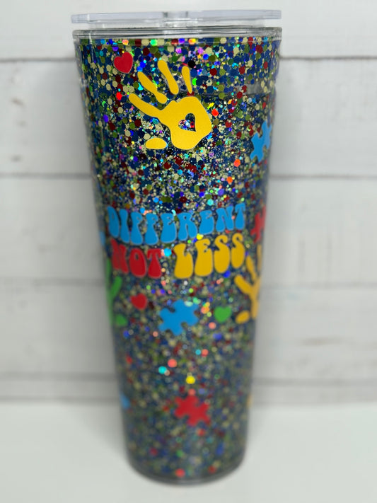 Different Not Less Autism awareness, 25 ounce Tumbler