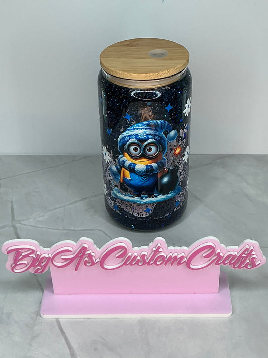 16oz Christmas Minon snow globe tumbler