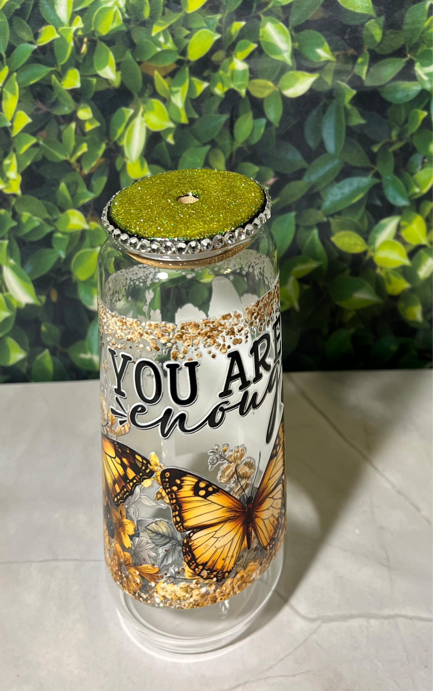 You are enough 16oz glass cup