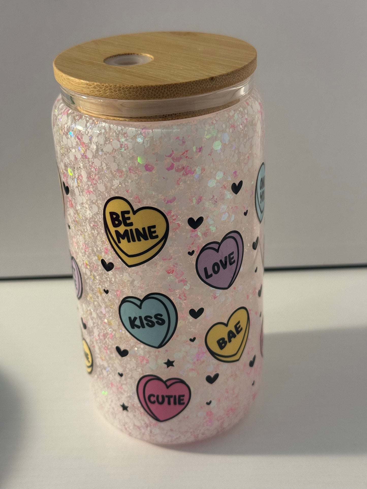 16oz Be my Valentine’s glass Tumbler￼