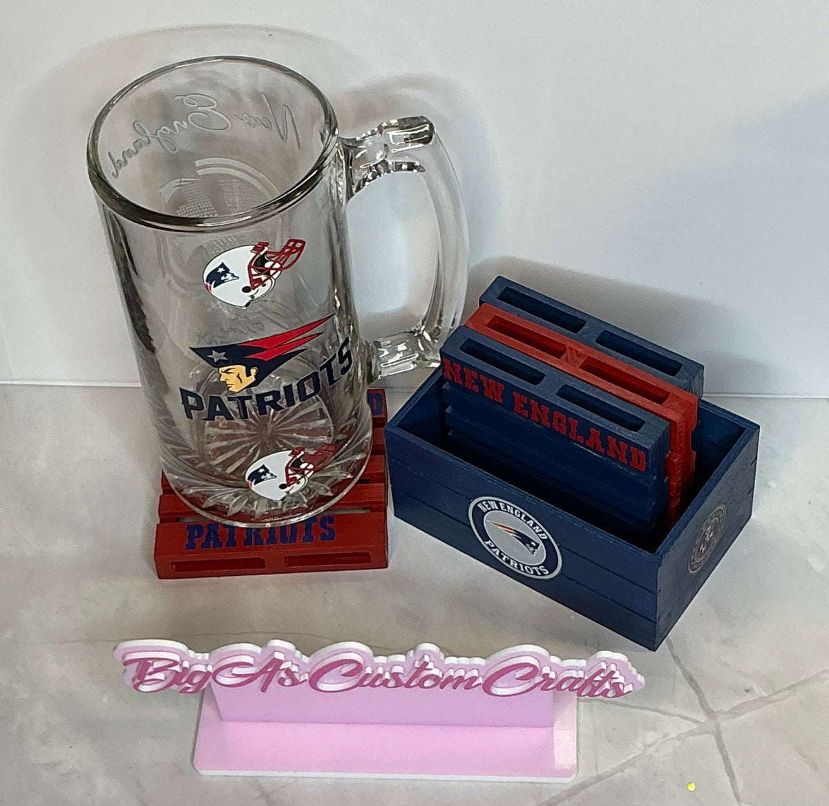 New England Patriots 26oz Beer Mug  with coasters