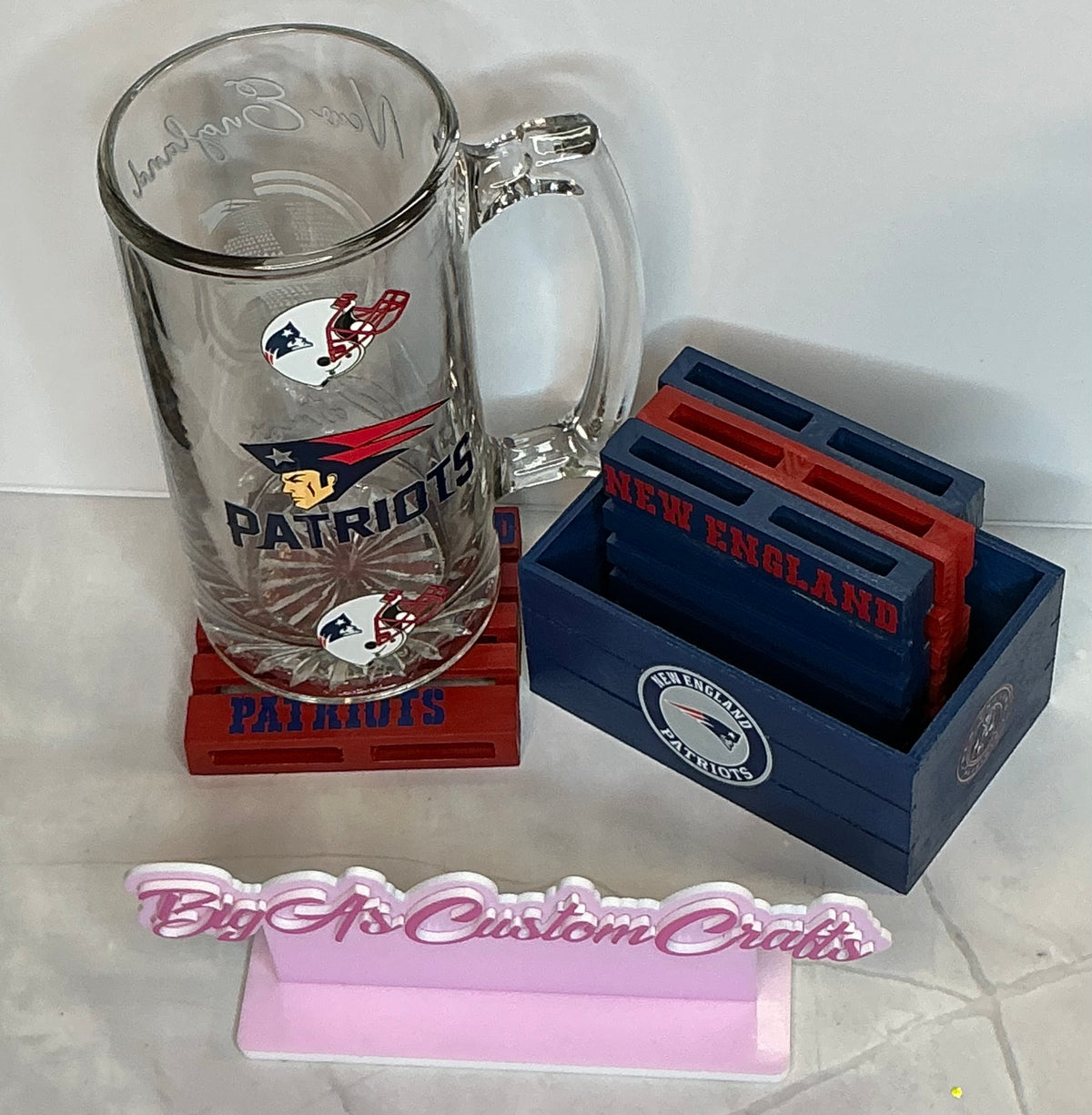 New England Patriots 26oz Beer Mug  with coasters