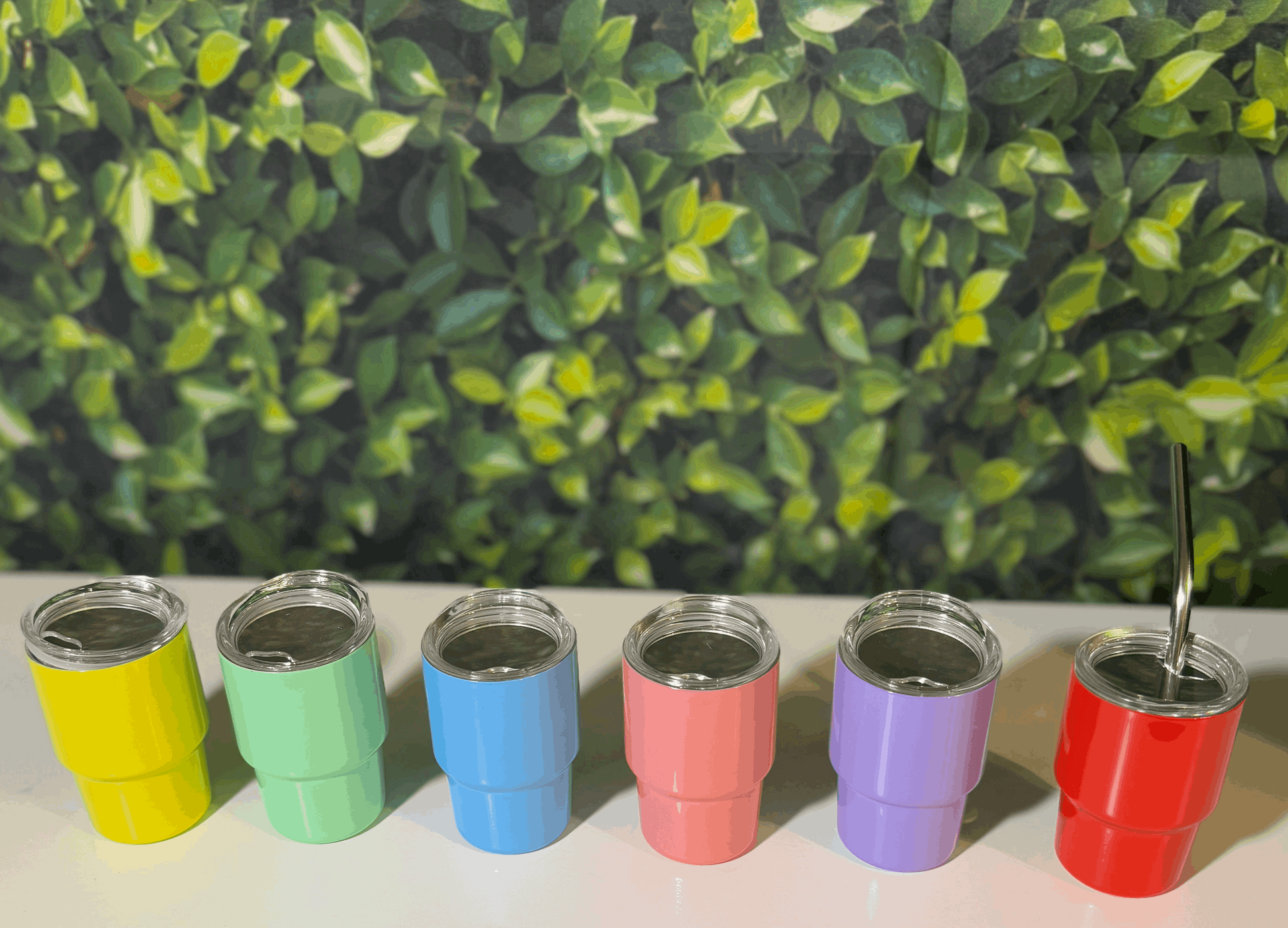 Customizable 3 oz Mini Tumbler Shot Glass with Straw and Lid