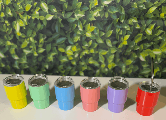 Customizable 3 oz Mini Tumbler Shot Glass with Straw and Lid
