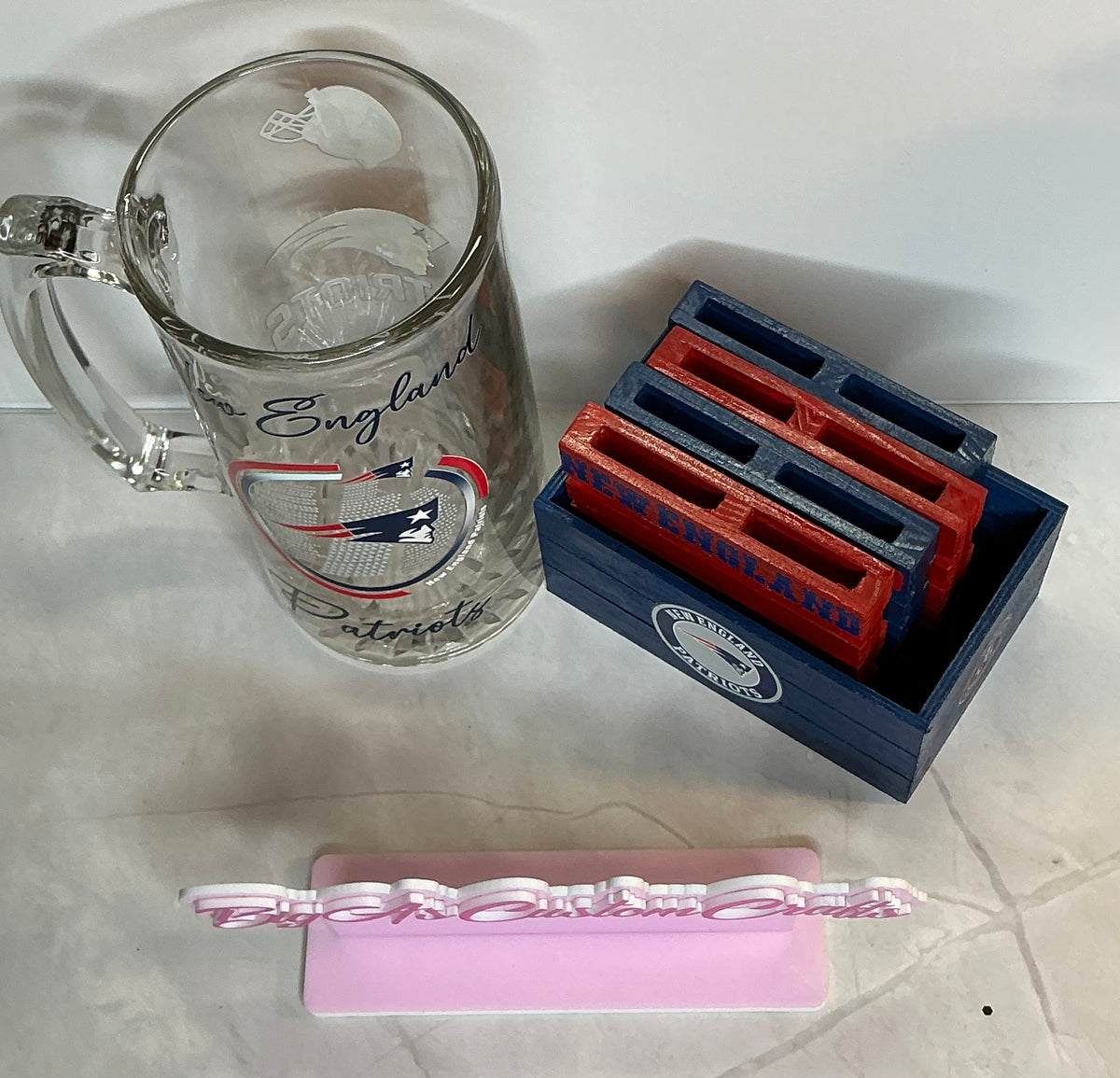 New England Patriots 26oz Beer Mug  with coasters