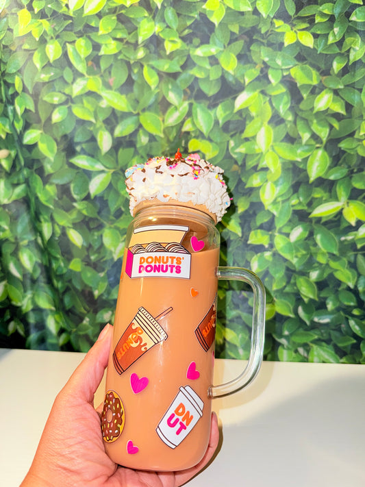 20oz Dunkin’ Donut coffee with whipped topping tumbler