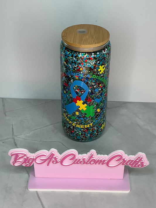 20oz Autism Awareness snow globe cup