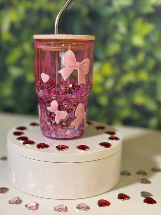 Pretty in pink Snowglobe shot glass 4oz