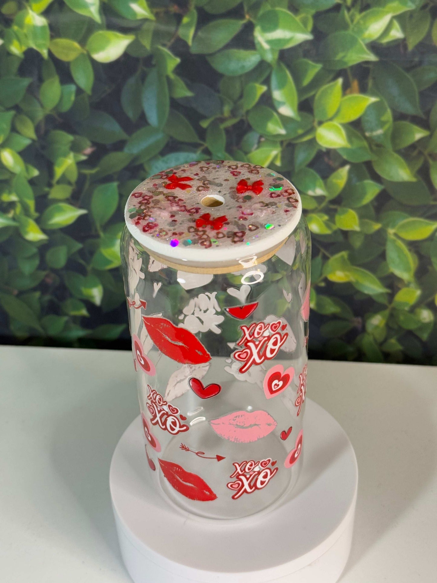 16oz Lips & Hearts glass tumbler