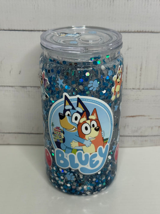 Bluey and Friends 16oz Acrylic snow globe 16oz Tumbler