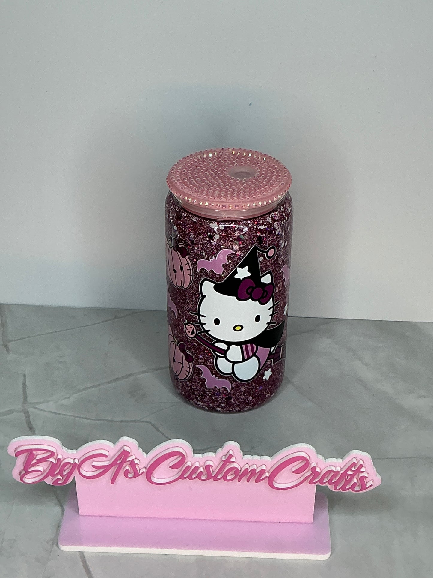 16oz Halloween hello Kitty snow globe cup￼