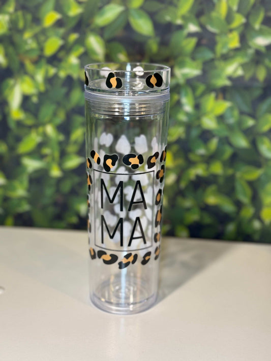 Leppard Print Mama 20oz Skinny plastic Tumbler