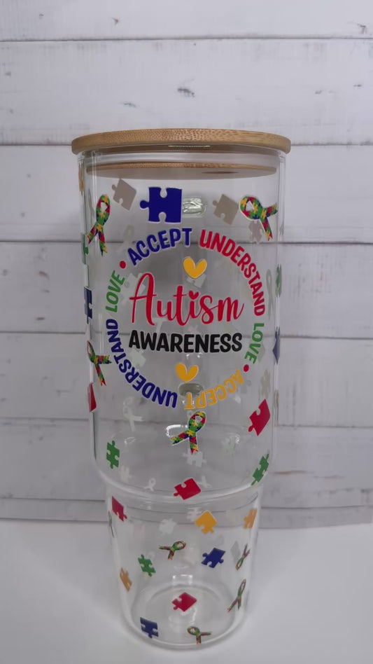 40oz Autism Awareness Glass Tumbler